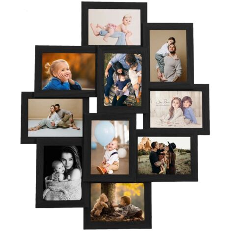 Marco de fotos collage para foto de 10x(10x15 cm) negro MDF