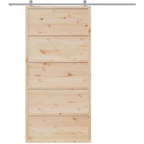 Puerta de granero madera maciza de pino 100x208 cm