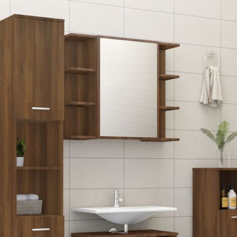 VidaXL Armario Con Espejo Para Baño | 5 Compartimentos De Madera Contrachapada | Ahorra Espacio En Pared | 62.5x20.5x64 Cm
