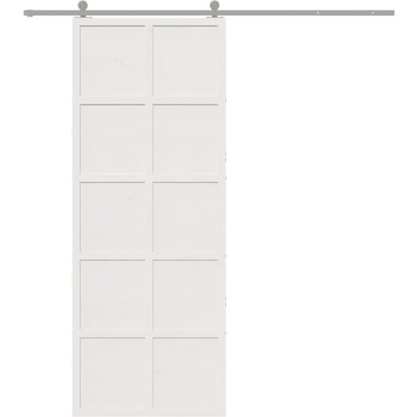 Puerta de granero madera maciza pino blanca 80x208 cm