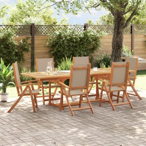 Juego comedor de jardín 7 pzas madera maciza acacia y textileno (1/5)