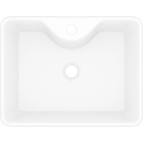 Lavabo de cerámica cuadrado orificio de grifo y desagüe blanco