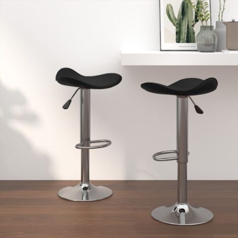 Taburete de cocina 2 uds acero cromado cuero artificial negro