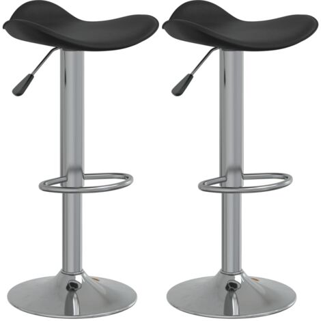 Taburete de cocina 2 uds acero cromado cuero artificial negro