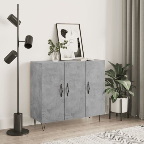 Aparador de madera de ingeniería gris hormigón 90x34x80 cm (1/5)