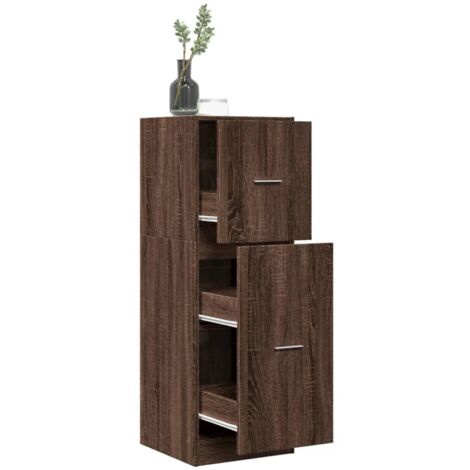 Armario botiquín madera ingeniería marrón roble 40x41x118 cm (1/5)