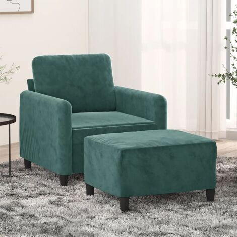 Sillón con taburete terciopelo verde oscuro 60 cm (1/5)