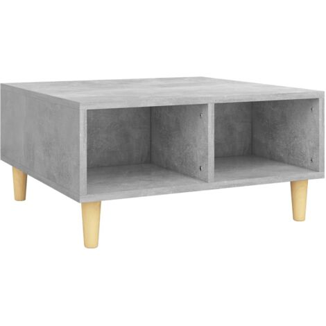 Mesa De Centro De Madera Contrachapada Gris Hormigón - 80x80x36.5 Cm, Diseño Minimalista, Almacenaje