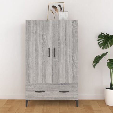 Aparador alto de madera contrachapada gris 70x31x115 cm (1/5)