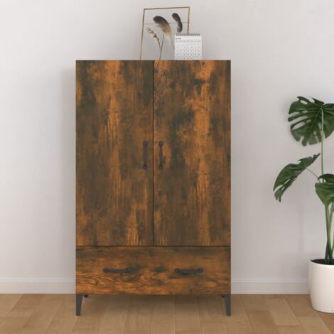 Aparador de madera contrachapada roble ahumado 70x31x115 cm (1/5)
