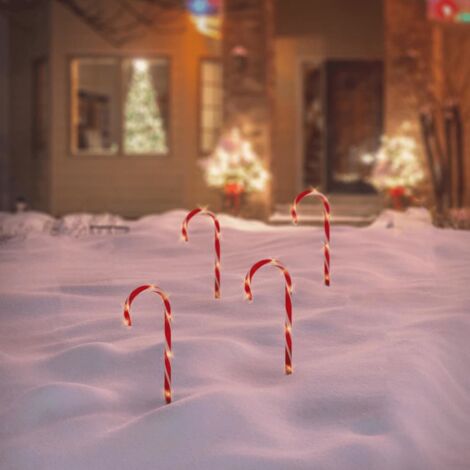 Bastones De Caramelo LED Spetebo - Juego De 4 Con Temporizador - 58cm - Luz Blanca Cálida - Decoración Navidad Exterior/Interior