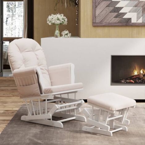 Sillón de lactancia con taburete tela gris claro (1/5)