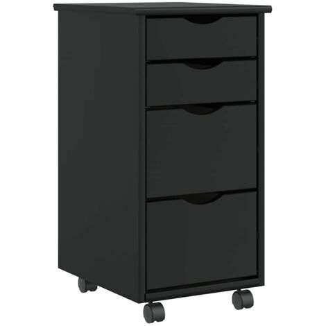 Cajonera con ruedas MOSS madera maciza de pino negro (1/5)