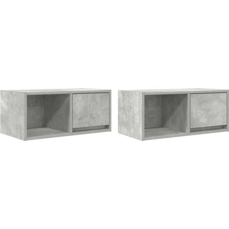 2 Muebles De TV De Pared - Madera De Roble Sonoma, 60x31x25.5 Cm, Con Cajones