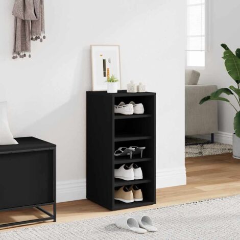 Mueble zapatero de madera contrachapada negro 31,5x35x70 cm (1/5)