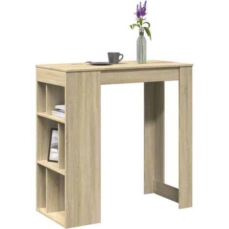 Mesa Alta De Bar De Roble Negro | Medidas 51x50x103,5 Cm | Ideal Para Comedor O Cocina, Estilo Moderno Y Resistente