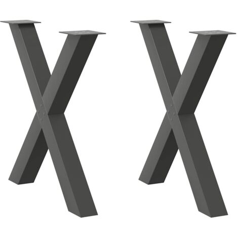 Patas para mesa de comedor en forma de X (2 unidades), antracita, 80 x (72-73) cm, acero (1/5)
