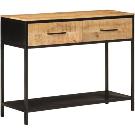Mesa consola madera maciza de mango y hierro 100x35x76 cm (1/5)