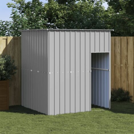 Caseta Para Perros De Acero Galvanizado - 116.5x153x81.5 Cm, Color Gris, Resistente A La Intemperie