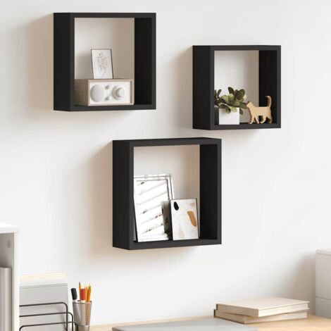 Juego De Estantes Cubo De Pared 3 Pzas Madera Maciza De Acacia Marrón