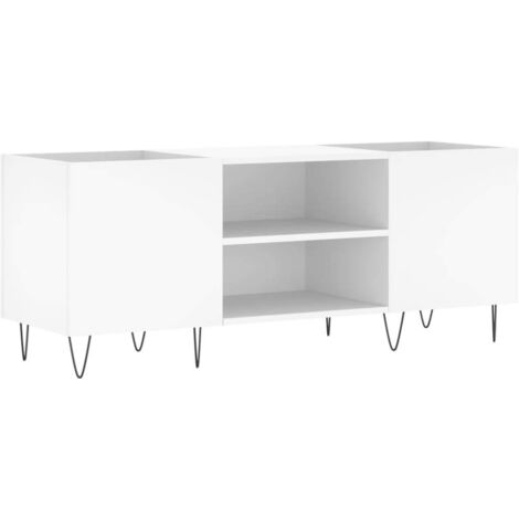 Mueble Para Discos De Vinilo De Madera ContraChapada - Blanco, Medidas 84.5x38x48 Cm, Con 5 Estantes Ajustables