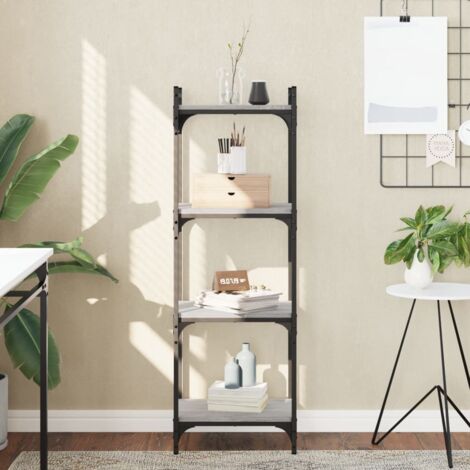 Librería 4 estantes madera ingeniería gris 40x30x120 cm (1/5)