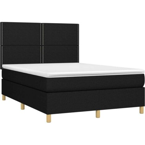 Cama box spring con colchón tela negro 140x200 cm