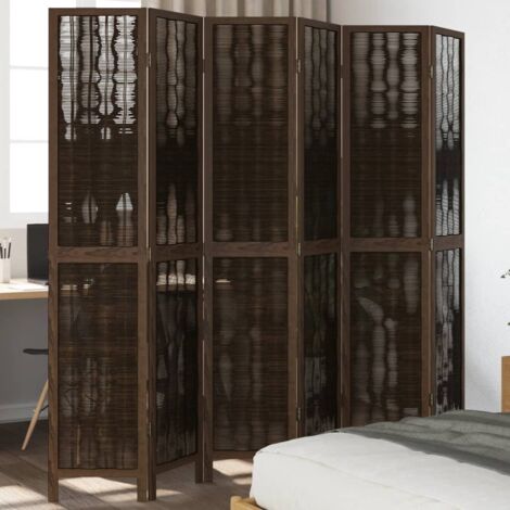 Biombo De 6 Paneles De Madera De Acacia - Separador De Ambientes Plegable, 420x180 Cm, Negro Biombo De 6 Paneles De Madera De Acacia - Separador De Ambientes Plegable, 420x180 Cm, Negro