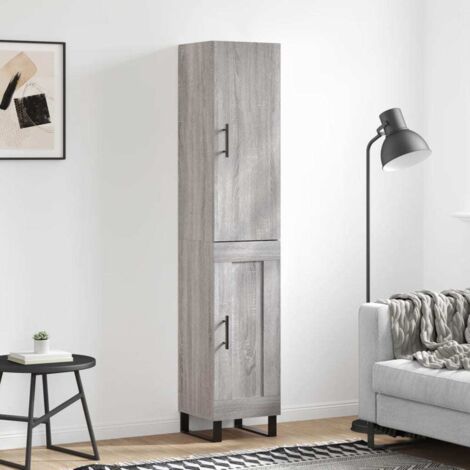 Aparador alto madera contrachapada gris 34,5x34x180 cm (1/5)