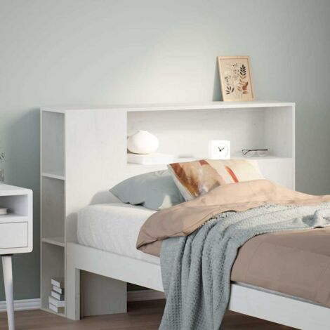 Cabecero De Cama Con Almacenaje De Pino Macizo - 90 Cm, Blanco, 4 Compartimentos