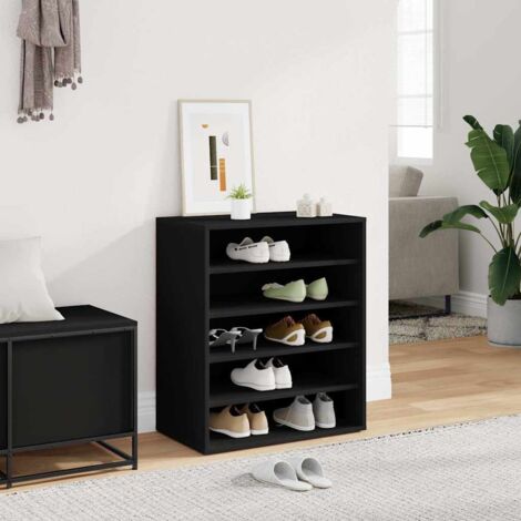 Mueble zapatero de madera contrachapada negro 60x35x70 cm (1/5)