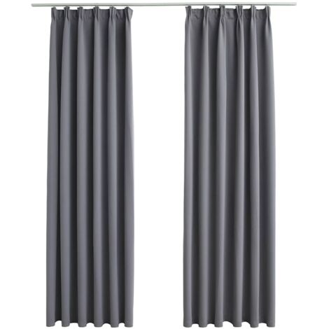 Cortinas Opacas 2 Pcs Gris Oscuro 140 X 225 Cm Terciopelo VidaXL