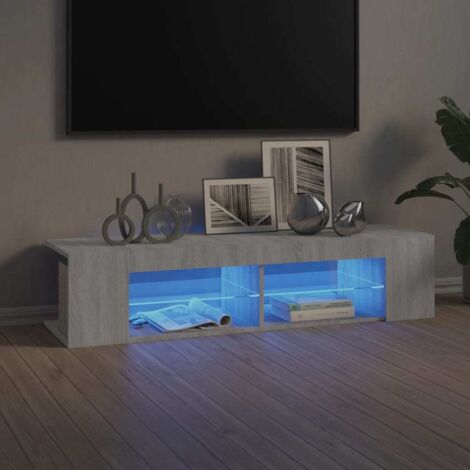 Mueble TV Con Luces LED Madera Vieja - Estantería Pared 40.5x30x102 Cm, Estilo Rústico Para Salón