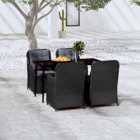 Juego De Comedor De Jardín De 5 Piezas Negro