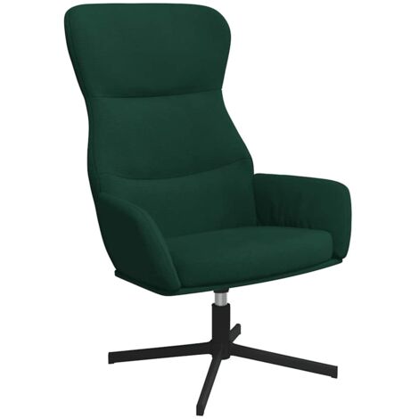 Silla De Relajación Con Taburete - Tapizado En Terciopelo Verde Oscuro, Estructura De Acero, Sillón De 1 Plaza Para Salón