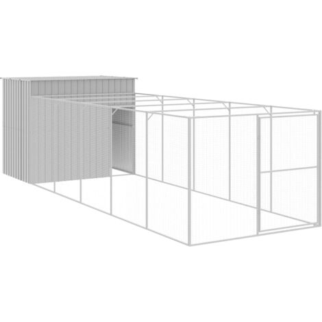 Caseta Para Perros De Acero Galvanizado - 116.5x153x81.5 Cm, Color Gris, Resistente A La Intemperie