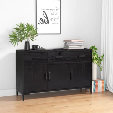 Aparador de madera maciza de pino negro 110x35x70 cm (1/5)
