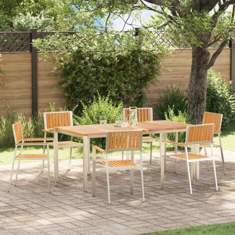 Silla de Jardín 6 pcs Madera de teca sólida y acero inoxidable (1/5)