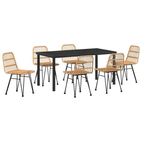 Mesa De Comedor De Jardín 7 Piezas VidaXL - Acero Marrón, Rectangular 160x80 Cm, 6 Plazas, Ideal Para Exterior