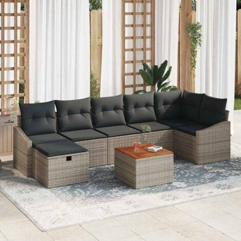 Conjunto de sofá de jardín 8 pcs Gris Poliratán (1/5)