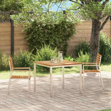 Silla de Jardín 2 pcs Madera de teca sólida y acero inoxidable (1/5)