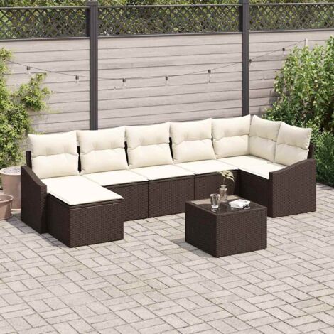 Conjunto de sofá de jardín 8 pcs Marrón Poliratán (1/5)