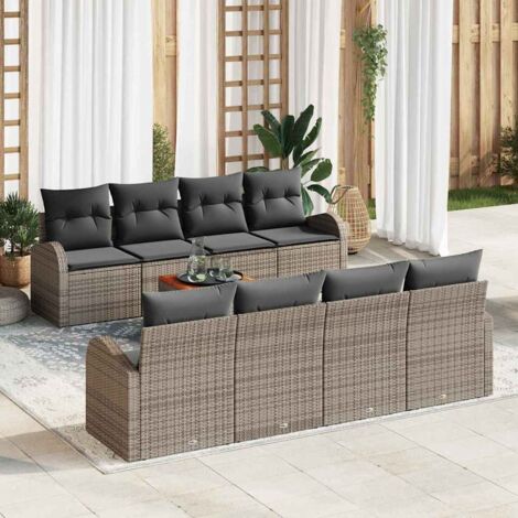 Conjunto de sofá de jardín 9 pcs Gris Poliratán (1/5)