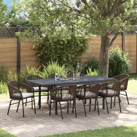Conjunto de Comedor de Jardín 9 pcs Marrón Poliratán (1/5)