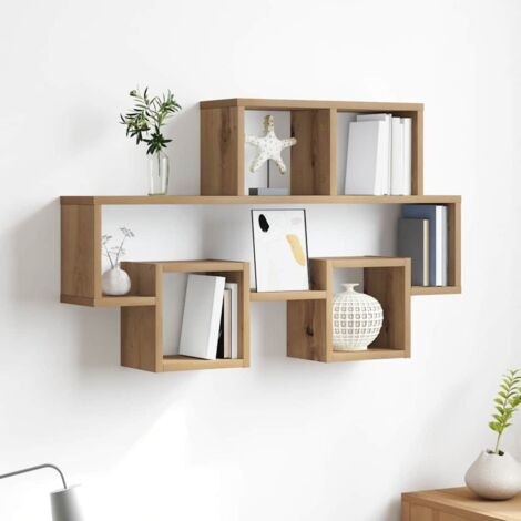 Estante de pared con estante Roble artisan 82 x 15 x 51 cm (1/5)
