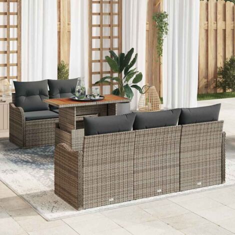 Conjunto de sofá de jardín 6 pcs Gris Poliratán (1/5)