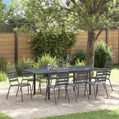Conjunto de Comedor de Jardín 9 pcs Antracita Acero (1/5)