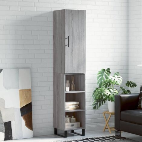Aparador alto madera contrachapada gris 34,5x34x180 cm (1/5)