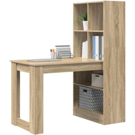 Scrivania Con Scaffale In Rovere Artigianale 122x67x145 Cm – VidaXL, Pratica E Moderna Per Ufficio