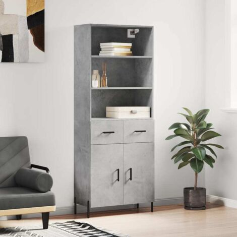 Aparador alto madera contrachapada gris hormigón 69,5x34x180 cm (1/5)